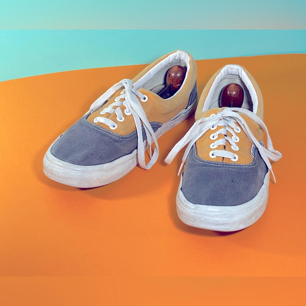 Vans Two-Tone Color Block Skate Shoes - Blue and Yellow